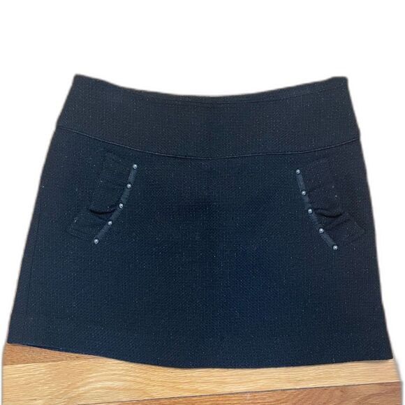 Black Sparkle Tweed Mini-Skirt Ruffles Size 2 Japanese Brand Apuweiser-Riche - Picture 1 of 6